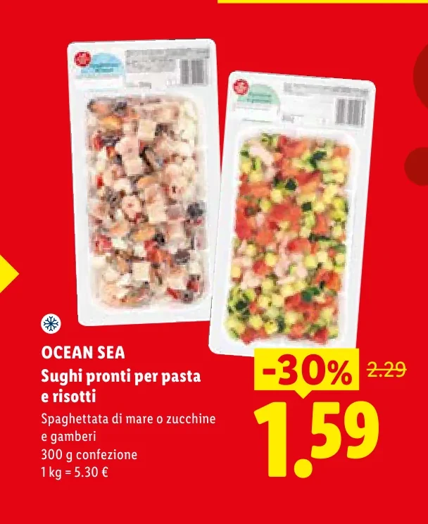 Sughi pronti per pasta e risotti, spaghettata di mare o zucchine e gamberi - Ocean Sea