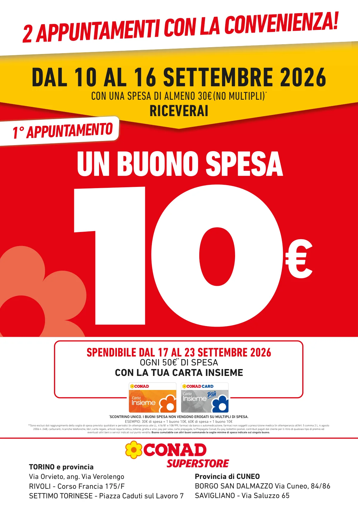 Volantino Conad Superstore offerte Borgo San Dalmazzo