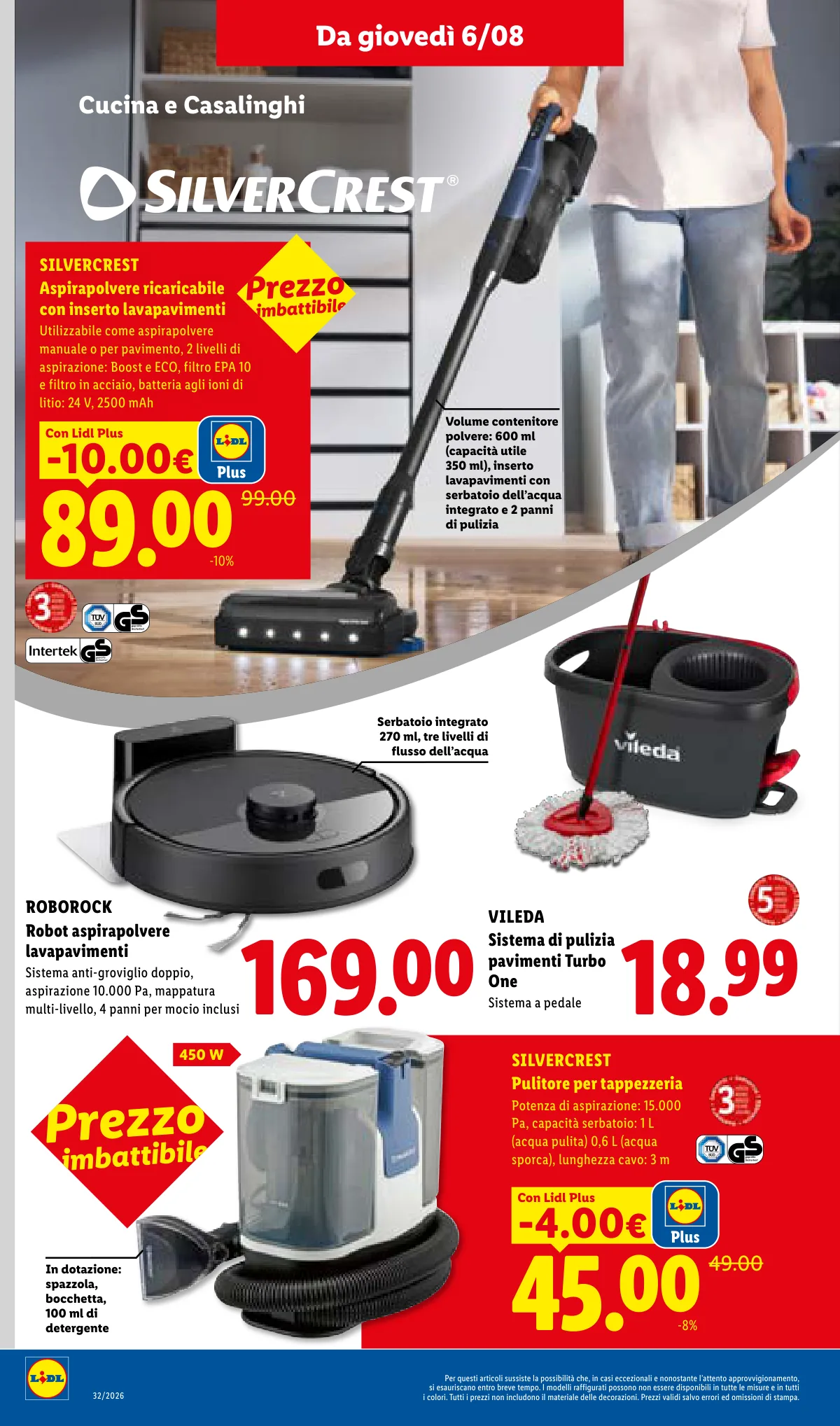 Pagina 27 del Volantino Lidl con caratteristiche dell’aspirapolvere ricaricabile Silvercrest e inserto lavapavimenti