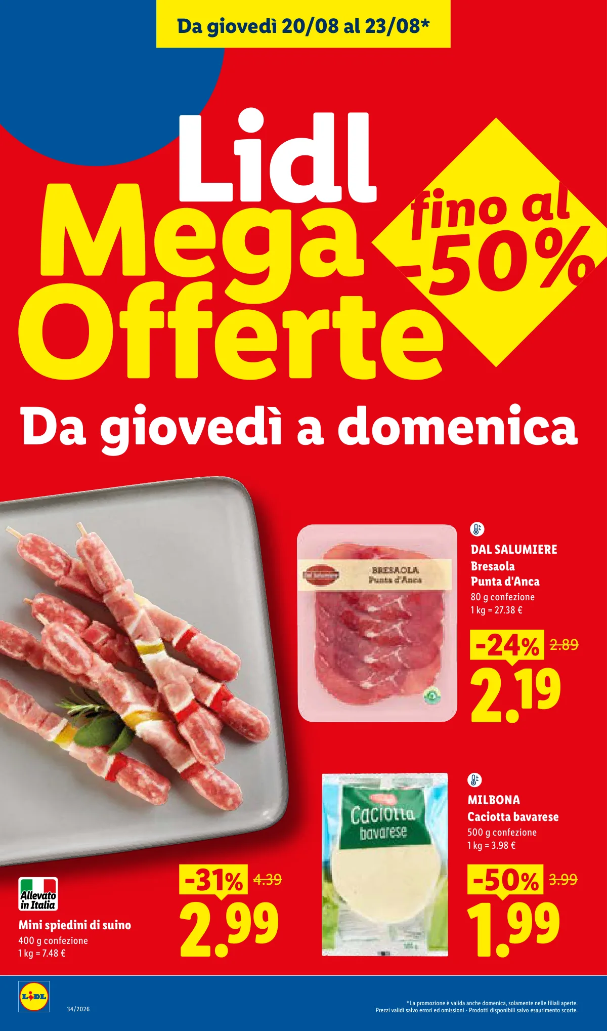 Pagina delle Mega Offerte Lidl valide dal 20 al 23 agosto 2026
