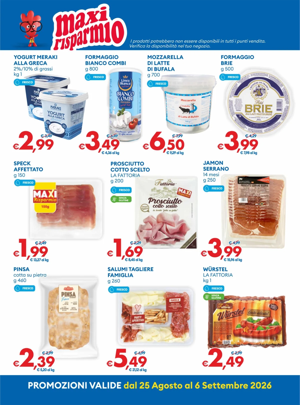 Seconda pagina delle offerte Maxi Risparmio MD valide dal 25 agosto al 6 settembre 2026