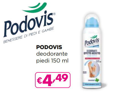 Deodorante effetto asciutto  PODOVIS: il benessere di piedi e gambe