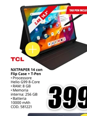 Tablet TCL NXTPAPER 14 con Flip Case e T-Pen
