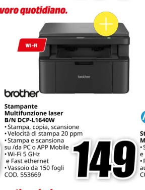 Stampante multifunzione laser Brother DCP-L1640W