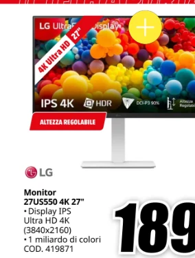 Monitor LG 27US550 4K 27 pollici