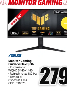 Monitor gaming curvo Asus TUF VG34VQL3A