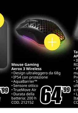 Mouse gaming SteelSeries Aerox 3 Wireless