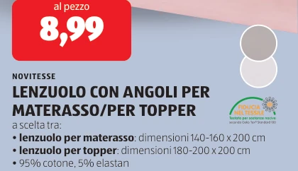 LENZUOLO CON ANGOLI PER MATERASSO/PER TOPPER