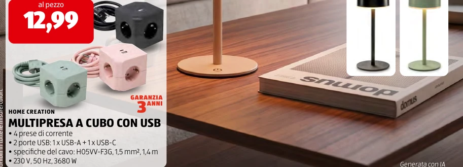 MULTIPRESA A CUBO CON USB