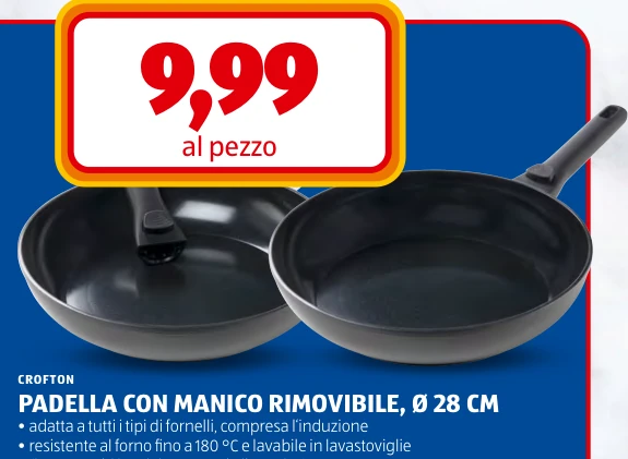 PADELLA CON MANICO RIMOVIBILE, Ø 28 CM
