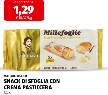 SNACK DI SFOGLIA CON CREMA PASTICCERA