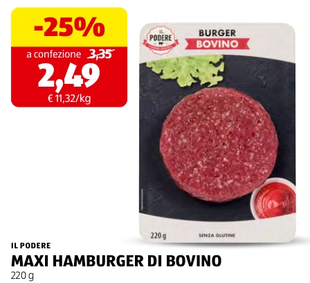 MAXI HAMBURGER DI BOVINO - Il Podere