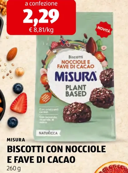 BISCOTTI CON NOCCIOLE E FAVE DI CACAO - Misura