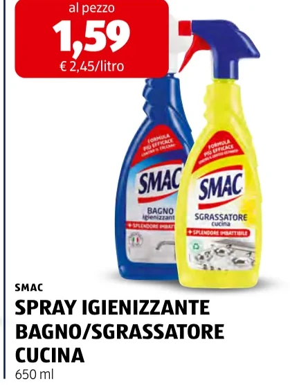 SPRAY IGIENIZZANTE BAGNO/SGRASSATORE CUCINA - Smac