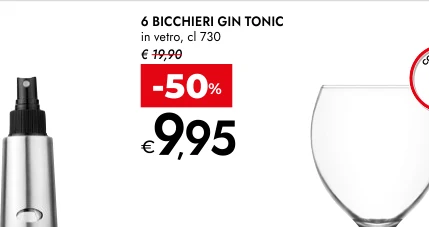 6 BICCHIERI GIN TONIC in vetro, cl 730