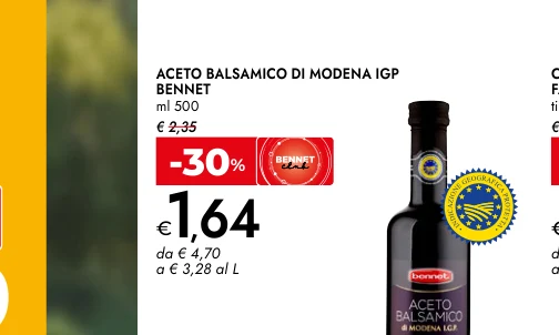 ACETO BALSAMICO DI MODENA IGP BENNET ml 500