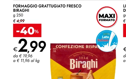 FORMAGGIO GRATTUGIATO FRESCO BIRAGHI g 250