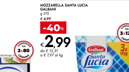 MOZZARELLA SANTA LUCIA GALBANI g 375