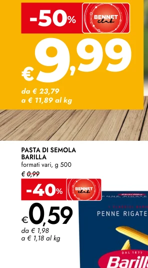 PASTA DI SEMOLA BARILLA formati vari, g 500