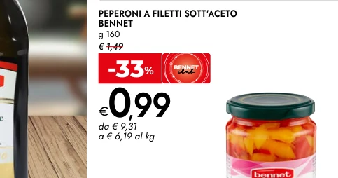 PEPERONI A FILETTI SOTT'ACETO BENNET g 160