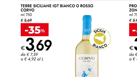 TERRE SICILIANE IGT BIANCO O ROSSO CORVO ml 750