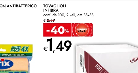 TOVAGLIOLI INFIBRA conf. da 100, 2 veli, cm 38x38