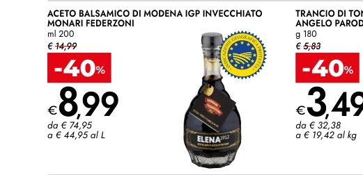 ACETO BALSAMICO DI MODENA IGP INVECCHIATO MONARI FEDERZONI ml 200