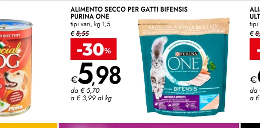ALIMENTO SECCO PER GATTI BIFENSIS PURINA ONE tipi vari, kg 1,5