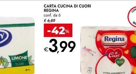 CARTA CUCINA DI CUORI REGINA conf. da 6