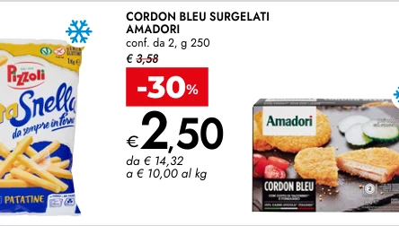 CORDON BLEU SURGELATI AMADORI conf. da 2, g 250