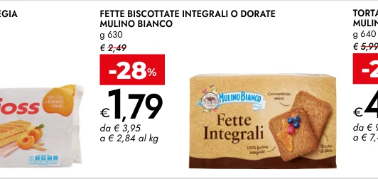 FETTE BISCOTTATE INTEGRALI O DORATE MULINO BIANCO g 630