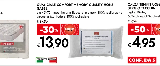 GUANCIALE COMFORT MEMORY QUALITY HOME GABEL cm 45x75, Imbottitura in fiocco di memory 100% poliuretano viscoelastico, fodera 100% poliestere