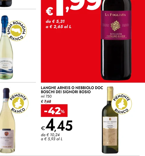 LANGHE ARNEIS O NEBBIOLO DOC BOSCHI DEI SIGNORI BOSIO ml 750