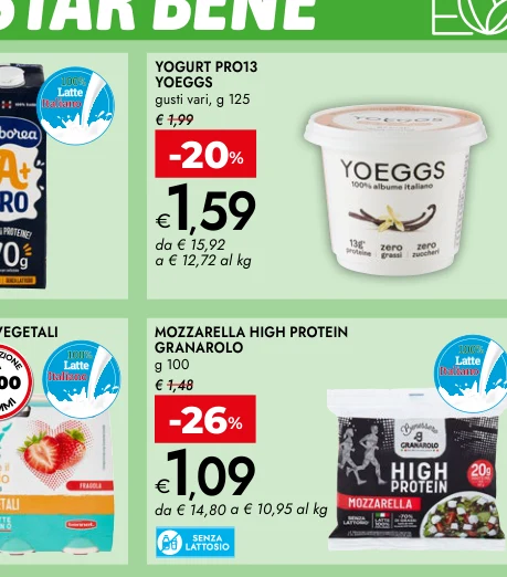 MOZZARELLA HIGH PROTEIN GRANAROLO g 100