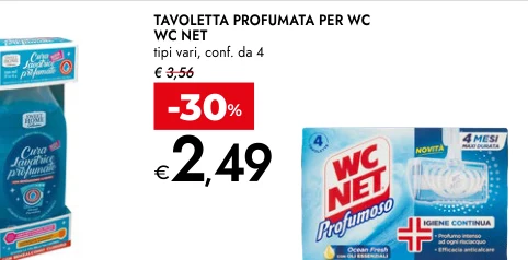 TAVOLETTA PROFUMATA PER WC WC NET tipi vari, conf. da 4