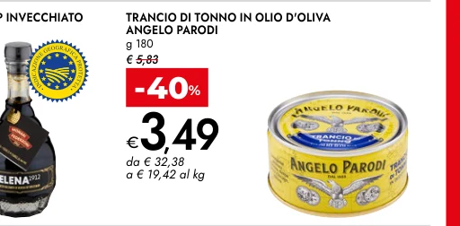 TRANCIO DI TONNO IN OLIO D'OLIVA ANGELO PARODI g 180