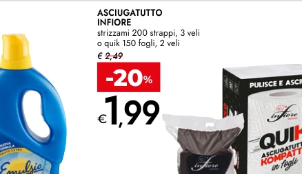 ASCIUGATUTTO INFIORE strizzami 200 strappi, 3 veli o quik 150 fogli, 2 veli