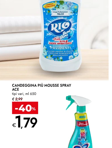 CANDEGGINA PIÙ MOUSSE SPRAY ACE tipi vari, ml 650