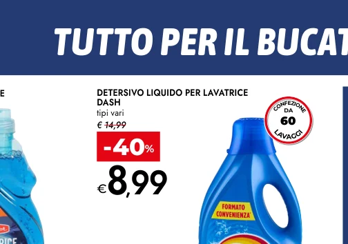 DETERSIVO LIQUIDO PER LAVATRICE DASH tipi vari