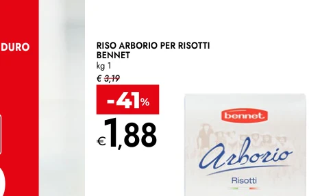 RISO ARBORIO PER RISOTTI BENNET kg 1