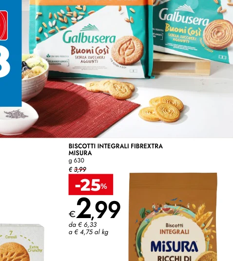 BISCOTTI INTEGRALI FIBREXTRA g 630 - Misura