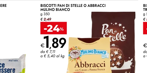 BISCOTTI PAN DI STELLE O ABBRACCI g 350 - Mulino Bianco