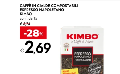 CAFFÈ IN CIALDE COMPOSTABILI ESPRESSO NAPOLETANO conf. da 15 - Kimbo