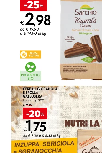 CEREALI G GRANOLA E FROLLA tipi vari, g 300 - Galbusera