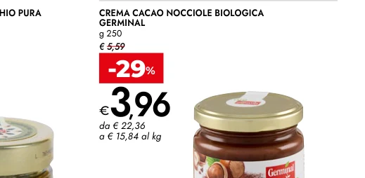 CREMA CACAO NOCCIOLE BIOLOGICA GERMINAL g 250