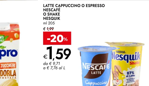 LATTE CAPPUCCINO O ESPRESSO O SHAKE NESQUIK ml 205 - Nescafé