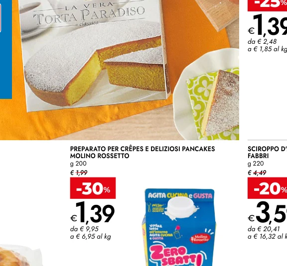 PREPARATO PER CRÊPES E DELIZIOSI PANCAKES MOLINO ROSSETTO g 200