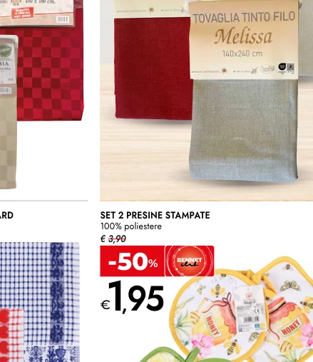 SET 2 PRESINE STAMPATE 100% poliestere