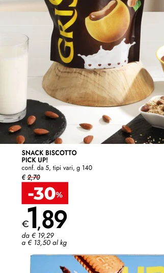 SNACK BISCOTTO PICK UP! conf. da 5, tipi vari, g 140