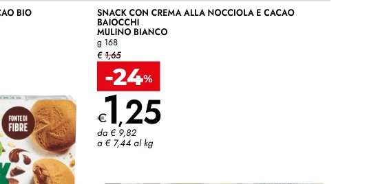 SNACK CON CREMA ALLA NOCCIOLA E CACAO BAIOCCHI g 168 - Mulino Bianco